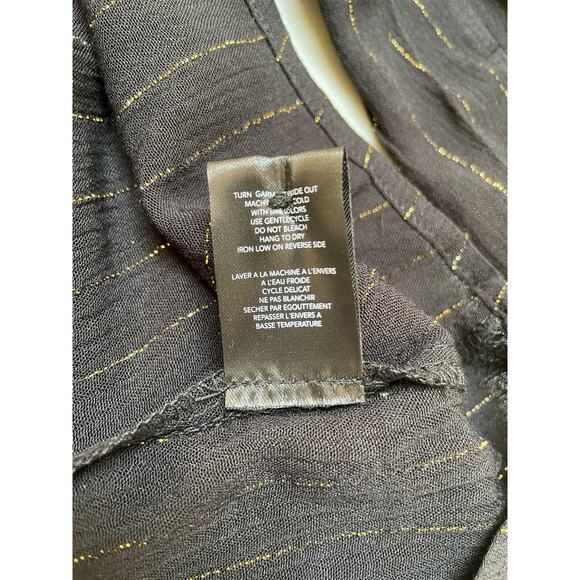 OAT Black Metallic Gold Striped Long Sleeve Collared Button‎ Up Shirt Size L NWT - Picture 8 of 9